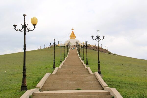 Massive Stupas on the hill near Amarbayasgalant Monastery
