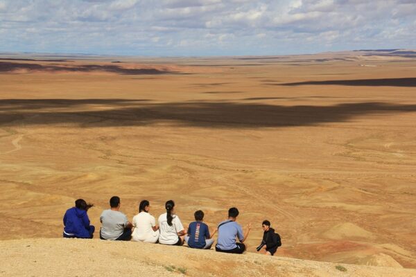 People are enjoying the view /White Stupa/