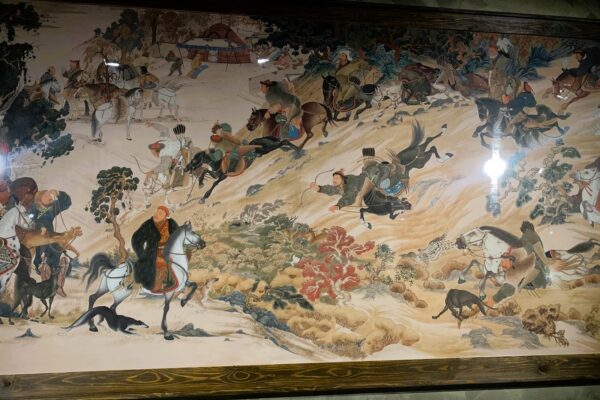 Painting of hunting Mongolian warriors