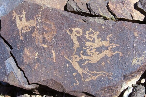Man Hunting Bighorn Sheep - Khavtsgait Petroglyphs